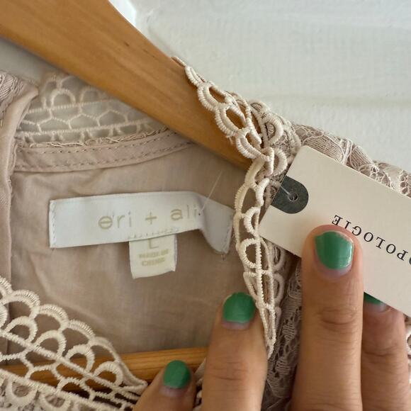 NWT Anthropologie Crochet Lace Crop Top Beige Size Large Boho - Picture 6 of 8